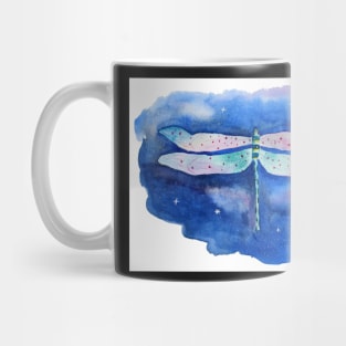 whimsical watercolor dragonfly with starscape background Mug